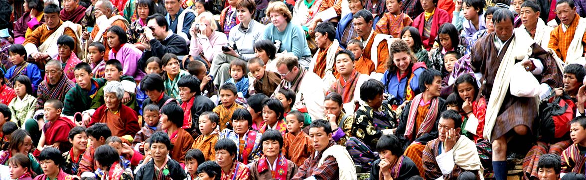 Bhutanese people at a festival in Bhutan