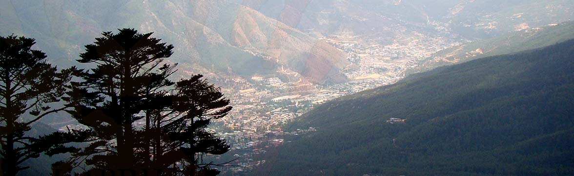 View of Thimphu town from Phajoding, Bhutan