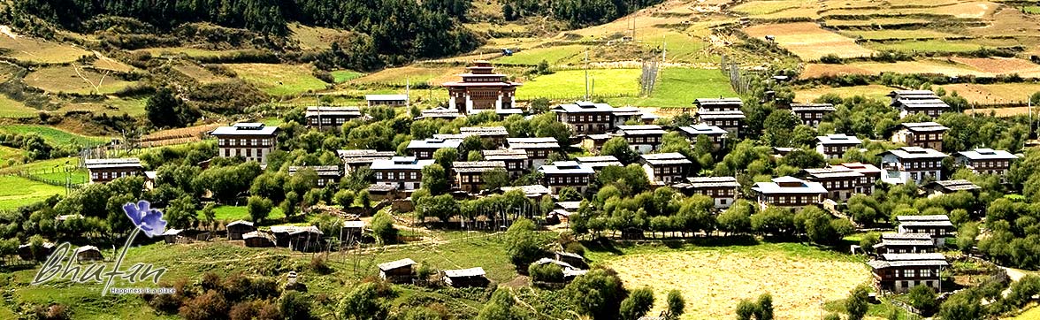 view of ura village in Bumthang